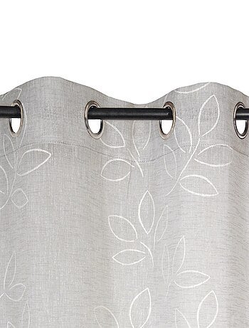 Rideau Voilage Effet Lin Imprimé Gomme - prêt à poser.