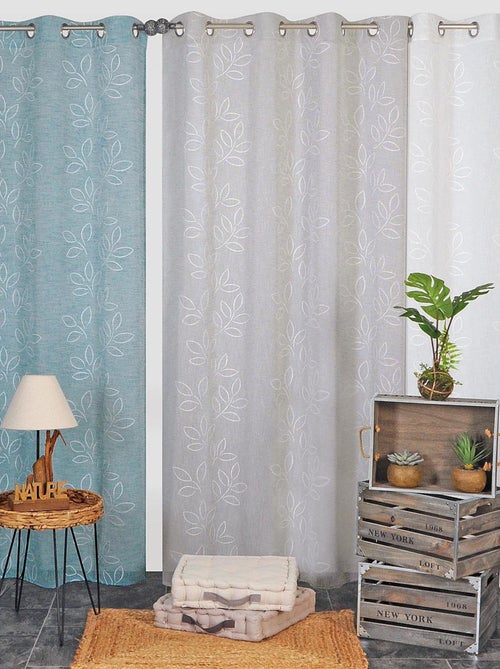 Rideau Voilage Effet Lin Imprimé Gomme - prêt à poser. - Kiabi