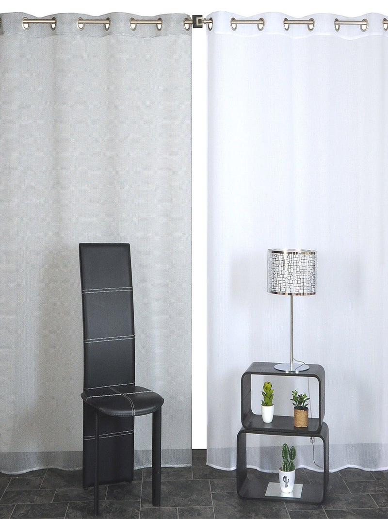 Rideau Voilage effet point fantaisie. Blanc - Kiabi