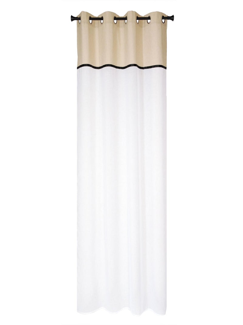 Rideau Voilage Etamine - Parment uni dans le haut - prêt à poser. Beige - Kiabi