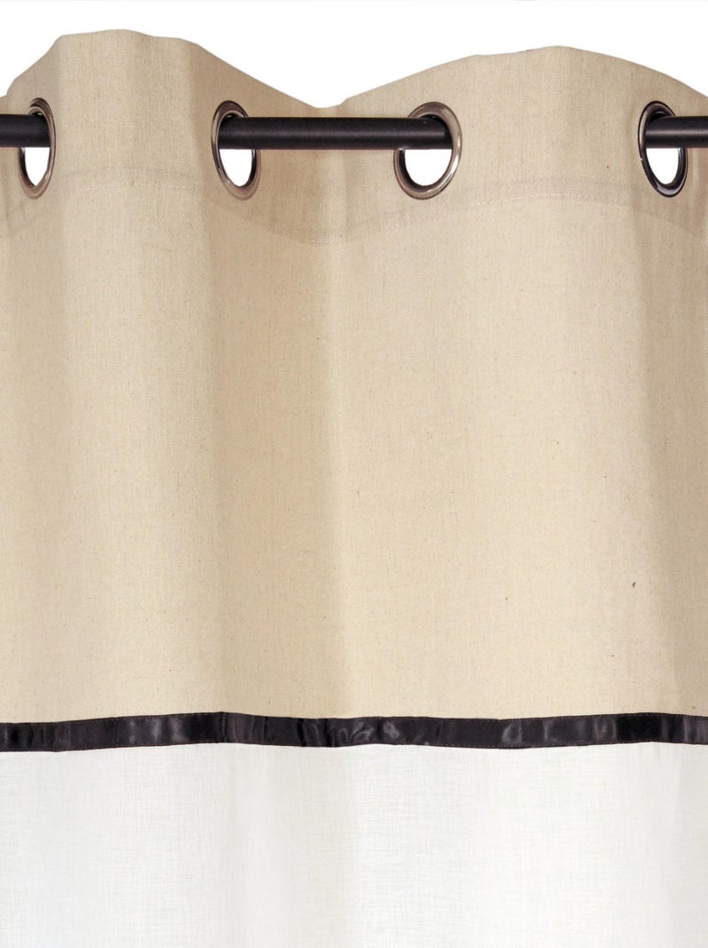 Rideau Voilage Etamine - Parment uni dans le haut - prêt à poser. Beige - Kiabi