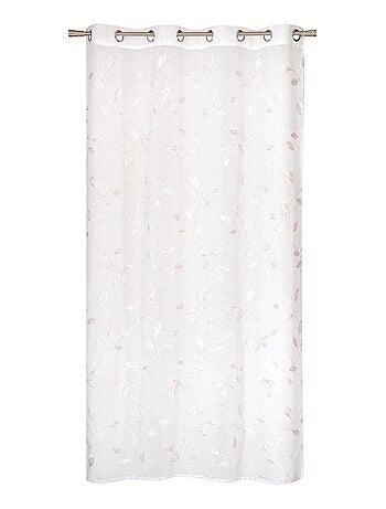 Rideau Voilage brodé feuillage - prêt à poser.