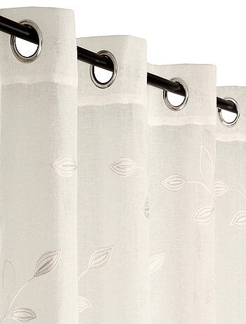 Rideau Voilage brodé feuillage - prêt à poser.