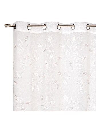 Rideau Voilage brodé feuillage - prêt à poser.