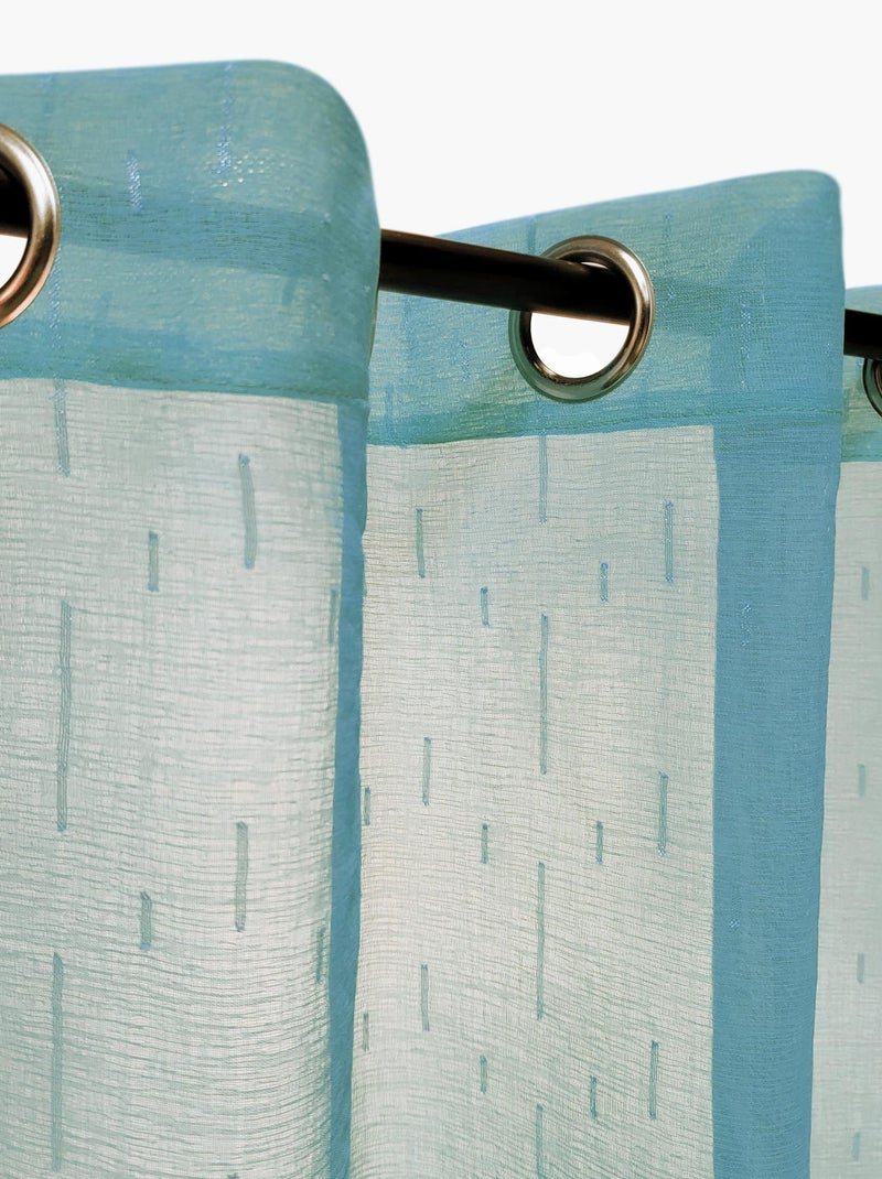 Rideau Voilage étamine effet fils coupés. Bleu canard - Kiabi