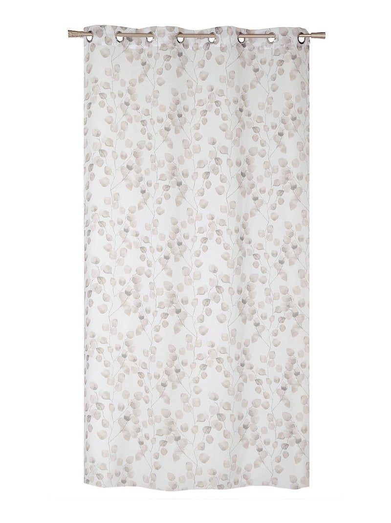 Rideau Voilage Etamine Imprimé - prêt à poser. Beige - Kiabi
