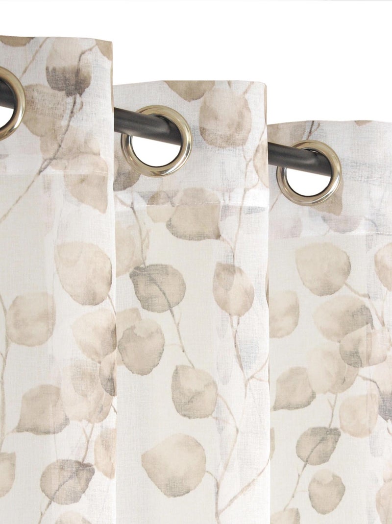 Rideau Voilage Etamine Imprimé - prêt à poser. Beige - Kiabi