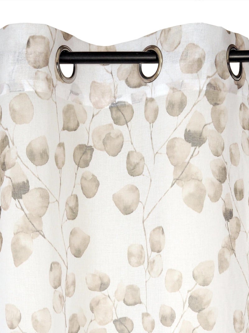 Rideau Voilage Etamine Imprimé - prêt à poser. Beige - Kiabi