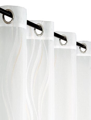 Rideau voilage étamine jacquard fils coupés, effet vague, prêt à poser.