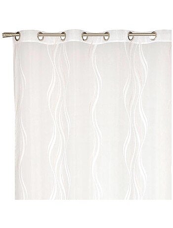 Rideau voilage étamine jacquard fils coupés, effet vague, prêt à poser.