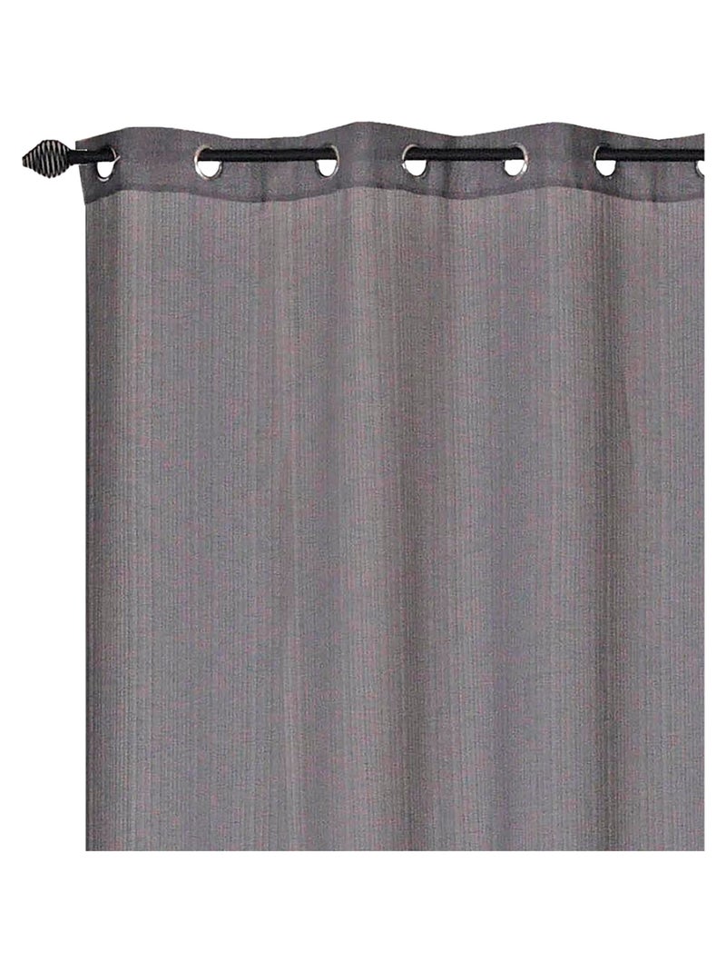 Rideau voilage étamine jacquard uni, prêt à poser. Gris Argenté - Kiabi