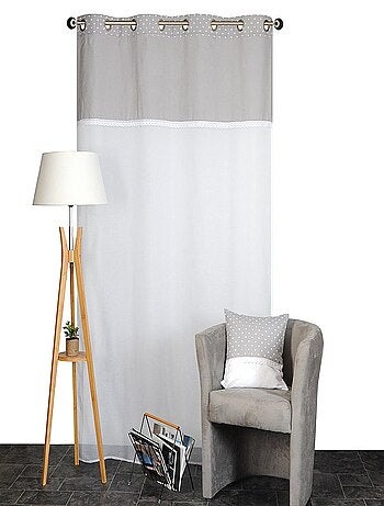 Rideau Voilage Etamine parement toile imprimé cœur.