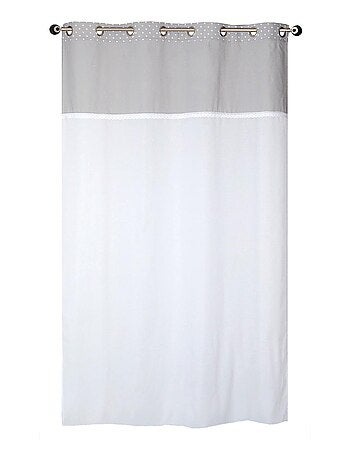 Rideau Voilage Etamine parement toile imprimé cœur.