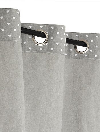 Rideau Voilage Etamine parement toile imprimé cœur.