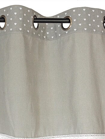 Rideau Voilage Etamine parement toile imprimé cœur.