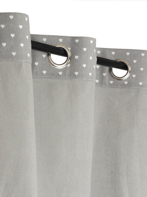 Rideau Voilage Etamine parement toile imprimé cœur. - Kiabi