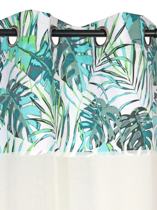 Rideau Voilage Etamine parement tropical imprimé palmes - prêt à poser. - Kiabi Rideau Voilage Etamine parement tropical imprimé palmes - prêt à poser. - Kiabi