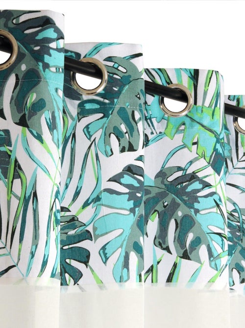 Rideau Voilage Etamine parement tropical imprimé palmes - prêt à poser. - Kiabi Rideau Voilage Etamine parement tropical imprimé palmes - prêt à poser. - Kiabi