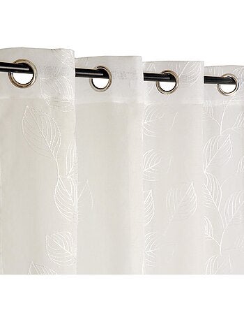 Rideau Voilage feuilles grimpantes brodées 140x240cm, Ecru