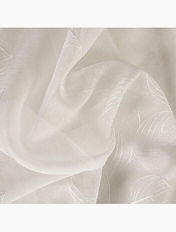 Rideau Voilage feuilles grimpantes brodées 140x240cm, Ecru