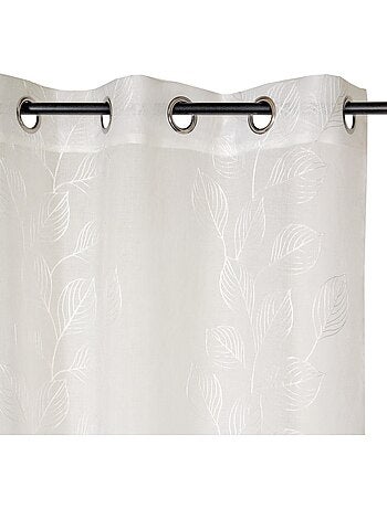 Rideau Voilage feuilles grimpantes brodées 140x240cm, Ecru