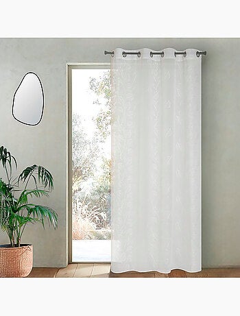 Rideau Voilage feuilles grimpantes brodées 140x240cm, Ecru