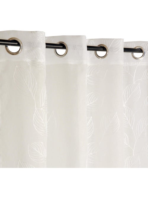 Rideau Voilage feuilles grimpantes brodées 140x240cm, Ecru - Kiabi