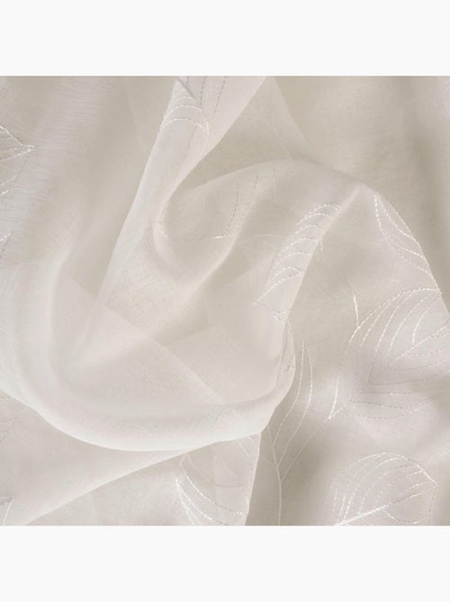 Rideau Voilage feuilles grimpantes brodées 140x240cm, Ecru - Kiabi