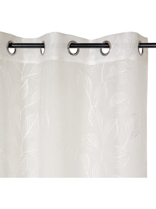Rideau Voilage feuilles grimpantes brodées 140x240cm, Ecru - Kiabi
