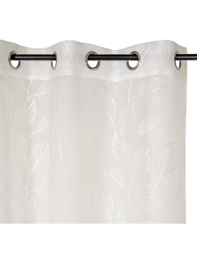 Rideau Voilage feuilles grimpantes brodées 140x240cm, Ecru Ecru - Kiabi