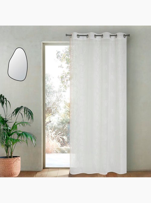 Rideau Voilage feuilles grimpantes brodées 140x240cm, Ecru - Kiabi