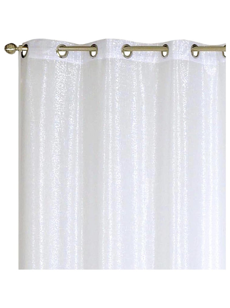 Rideau voilage fils argenté, prêt à poser. Blanc - Kiabi