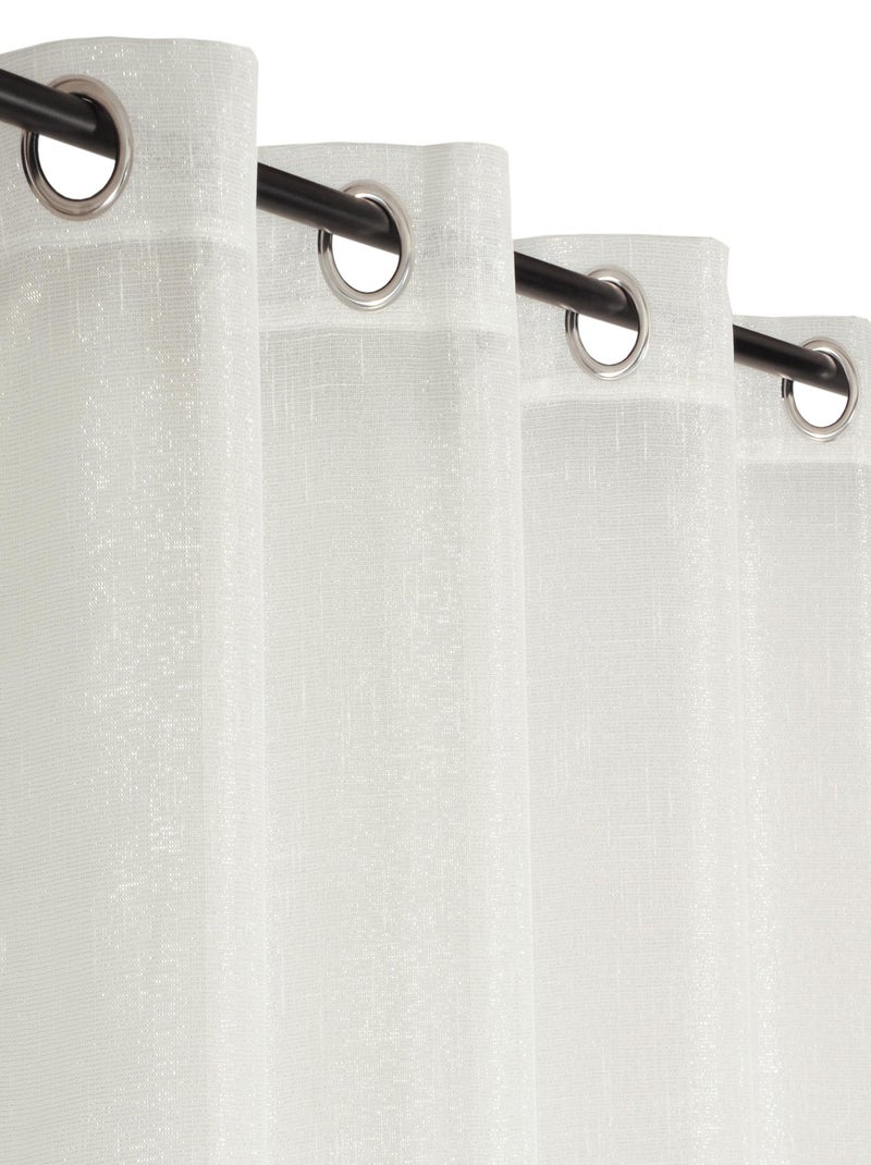 Rideau voilage fils argenté, prêt à poser. Blanc - Kiabi