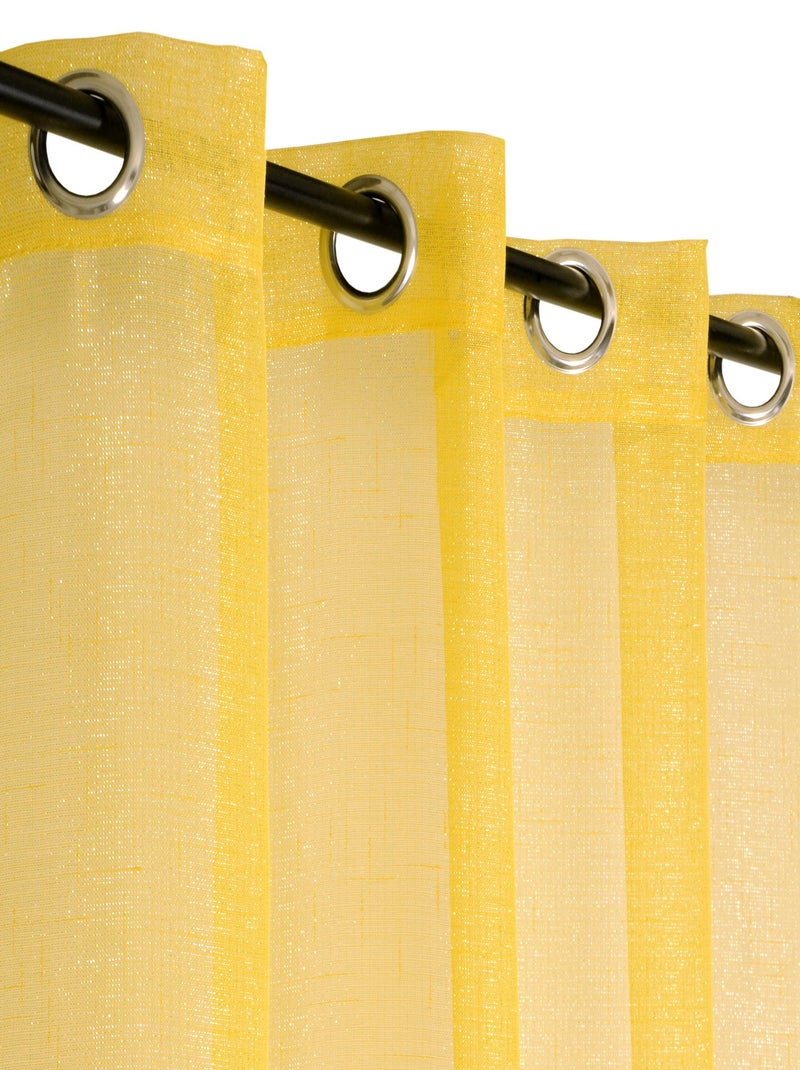 Rideau voilage fils argenté, prêt à poser. Jaune - Kiabi