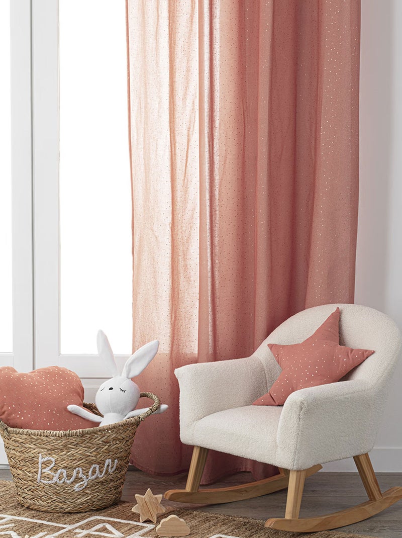 Rideau Voilage gaze de coton motifs brillants Terracotta - Kiabi