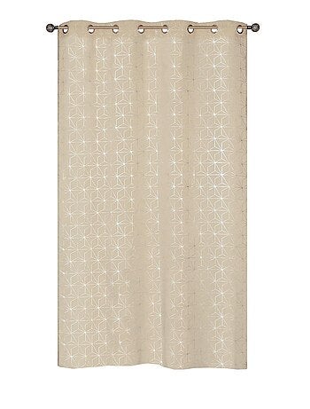 Rideau voilage "impression métal", motifs géométriques, prêt à poser.