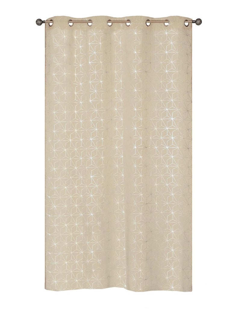Rideau voilage "impression métal", motifs géométriques, prêt à poser. Beige - Kiabi