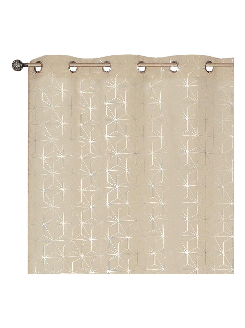 Rideau voilage "impression métal", motifs géométriques, prêt à poser. Beige - Kiabi
