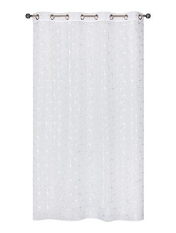 Rideau voilage "impression métal", motifs géométriques, prêt à poser.