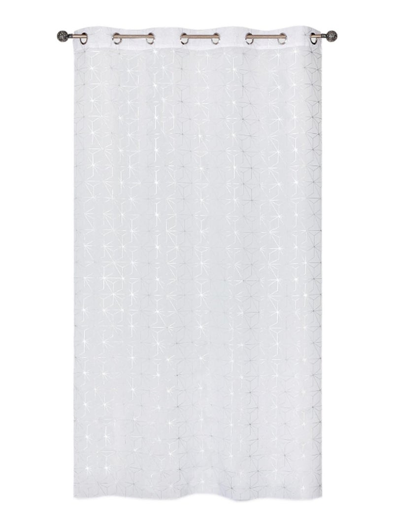 Rideau voilage "impression métal", motifs géométriques, prêt à poser. Blanc - Kiabi