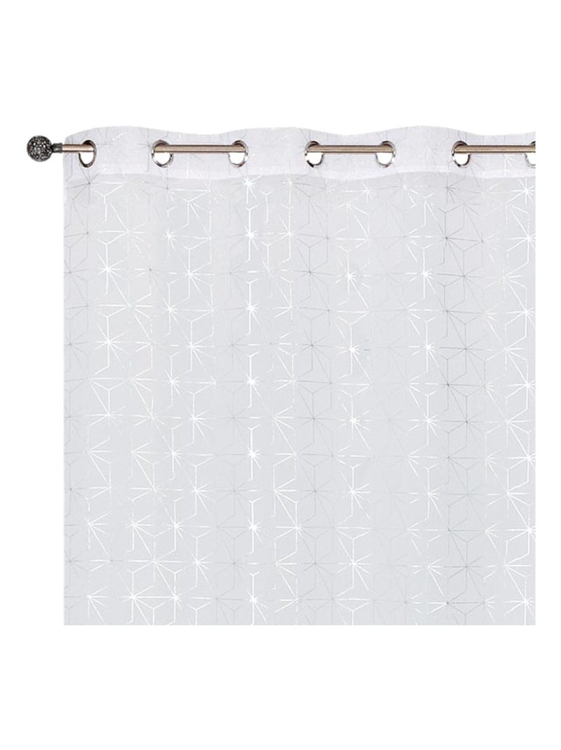 Rideau voilage "impression métal", motifs géométriques, prêt à poser. Blanc - Kiabi