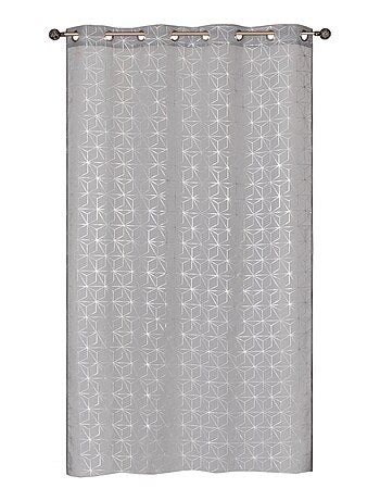 Rideau voilage "impression métal", motifs géométriques, prêt à poser.