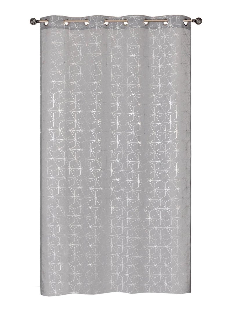 Rideau voilage "impression métal", motifs géométriques, prêt à poser. Gris Argenté - Kiabi