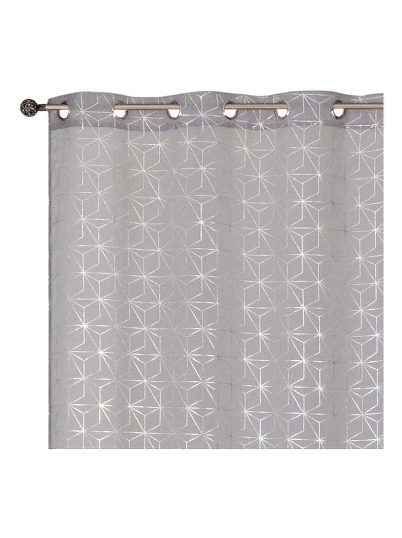 Rideau voilage "impression métal", motifs géométriques, prêt à poser. Gris Argenté - Kiabi