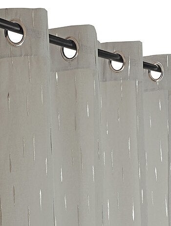 Rideau Voilage imprimé argenté goutte d'eau à œillets.