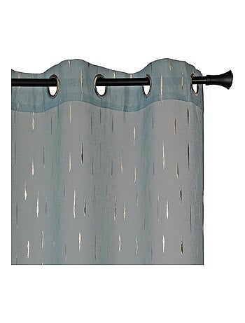 Rideau Voilage imprimé argenté goutte d'eau à œillets.