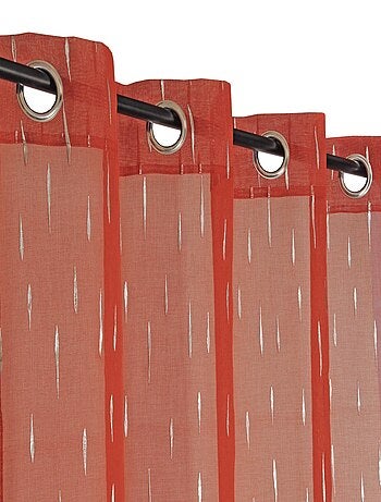 Rideau Voilage imprimé argenté goutte d'eau à œillets.