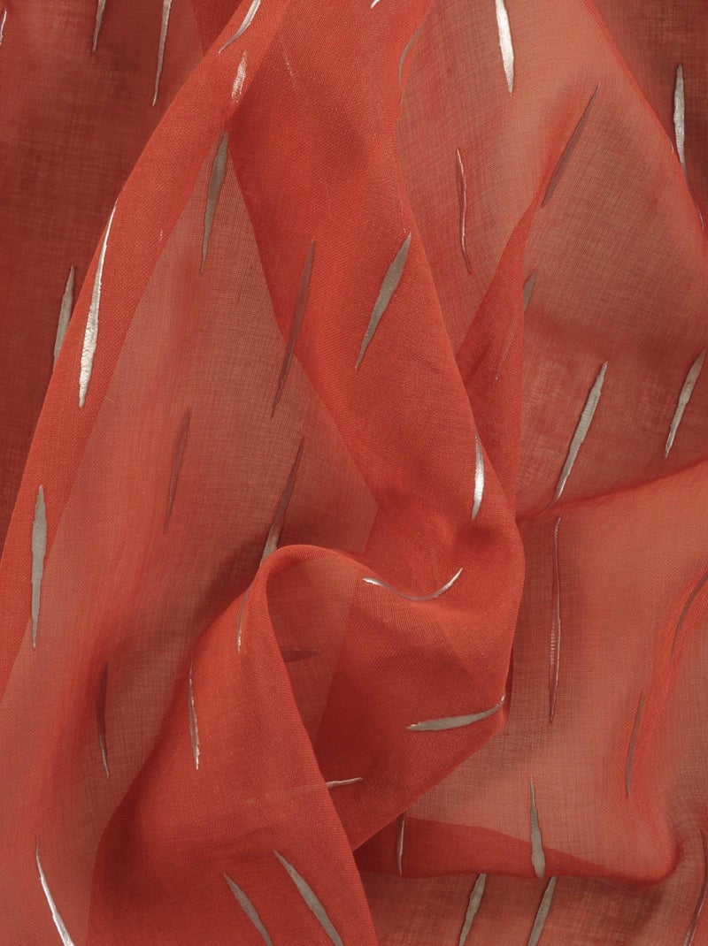 Rideau Voilage imprimé argenté goutte d'eau à œillets. Rouge - Kiabi