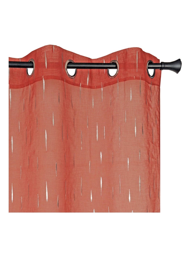 Rideau Voilage imprimé argenté goutte d'eau à œillets. Rouge - Kiabi
