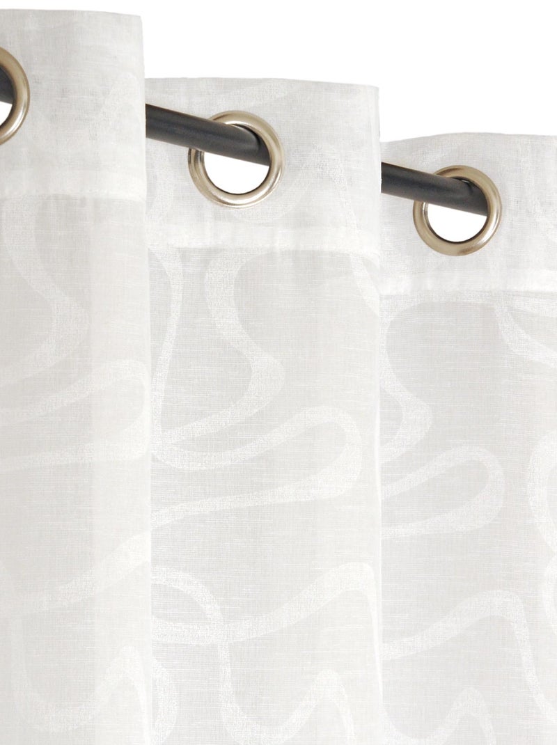 Rideau Voilage Imprimé courbe - prêt à poser. Beige - Kiabi